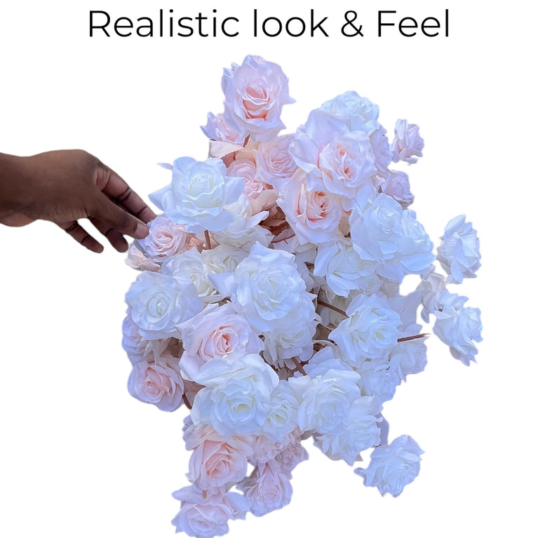 Artificial Rose Flower Bouquet Stem with 5 Heads for Decor