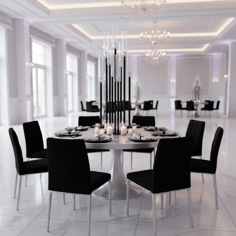 9-Arm Black Candle Holder for Rent