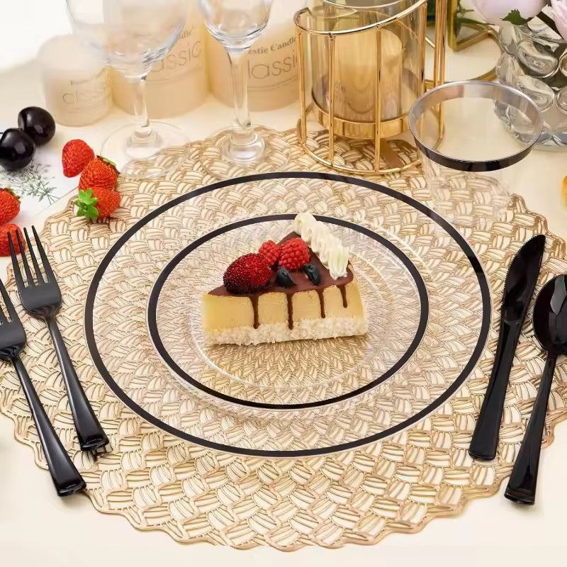 Zik Clear Round Disposable Dinner and Dessert Plates 200-Pack