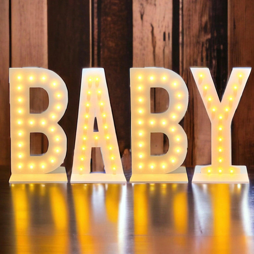 BABY 3ft & 4ft Tall Marquee Light Up Letters - Décor Maniacs