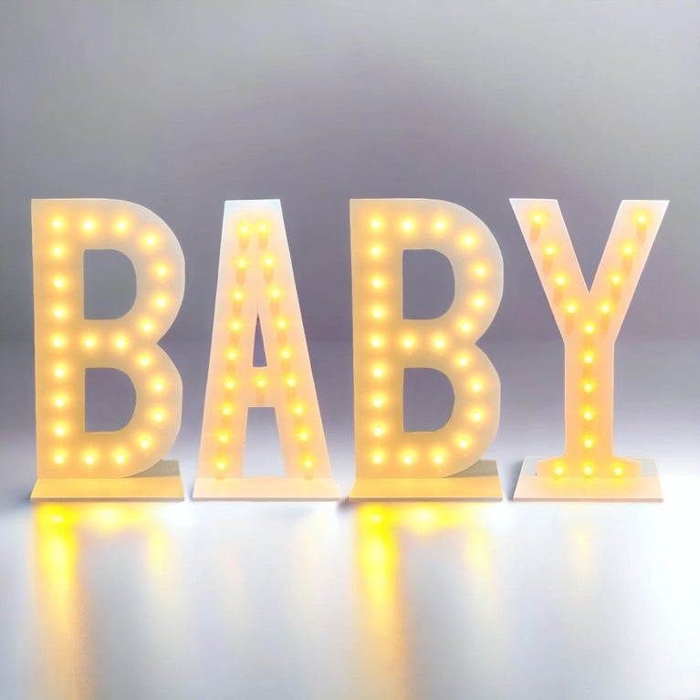 BABY 3ft & 4ft Tall Marquee Light Up Letters - Décor Maniacs