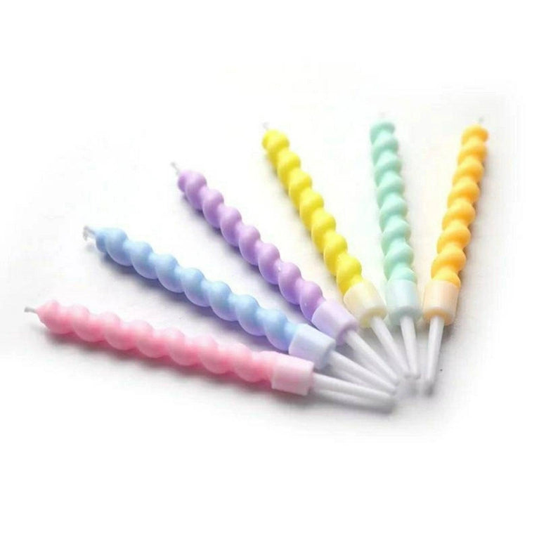 Birthday Cake Candle Toppers Colorful Spiral 6-Pack - Décor Maniacs