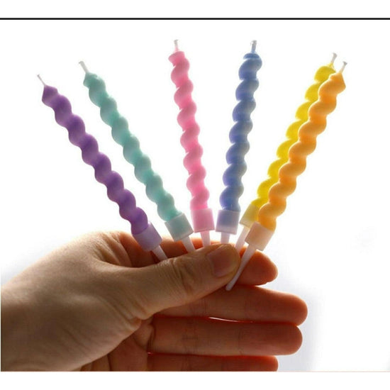 Birthday Cake Candle Toppers Colorful Spiral 6-Pack - Décor Maniacs