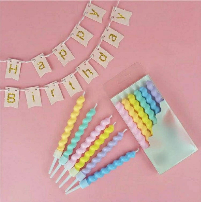 Birthday Cake Candle Toppers Colorful Spiral 6-Pack - Décor Maniacs