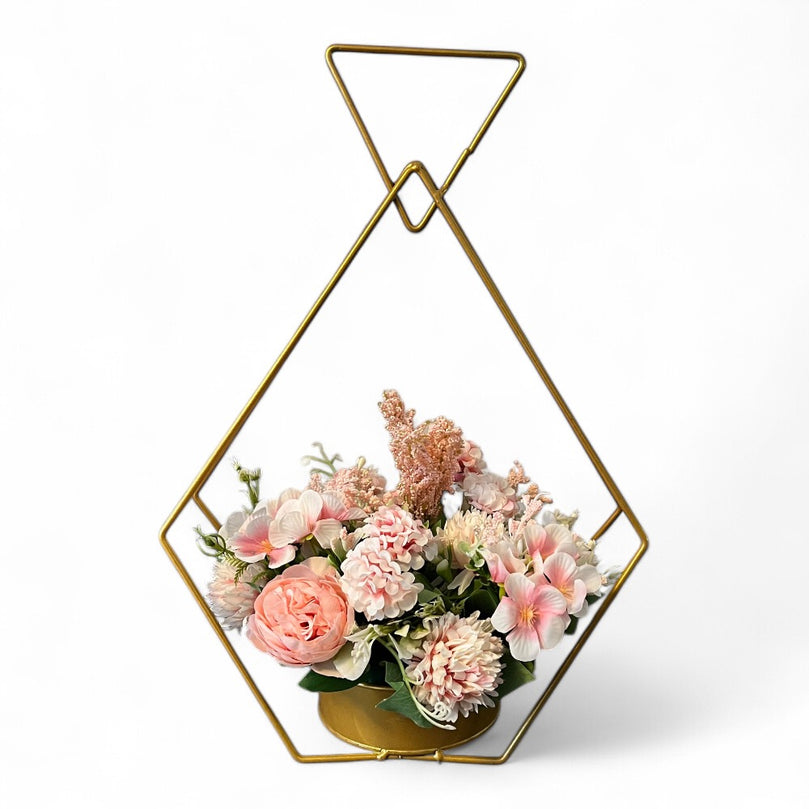 Gold Diamond Flower Rack Dining Table Centerpieces 2-Pack