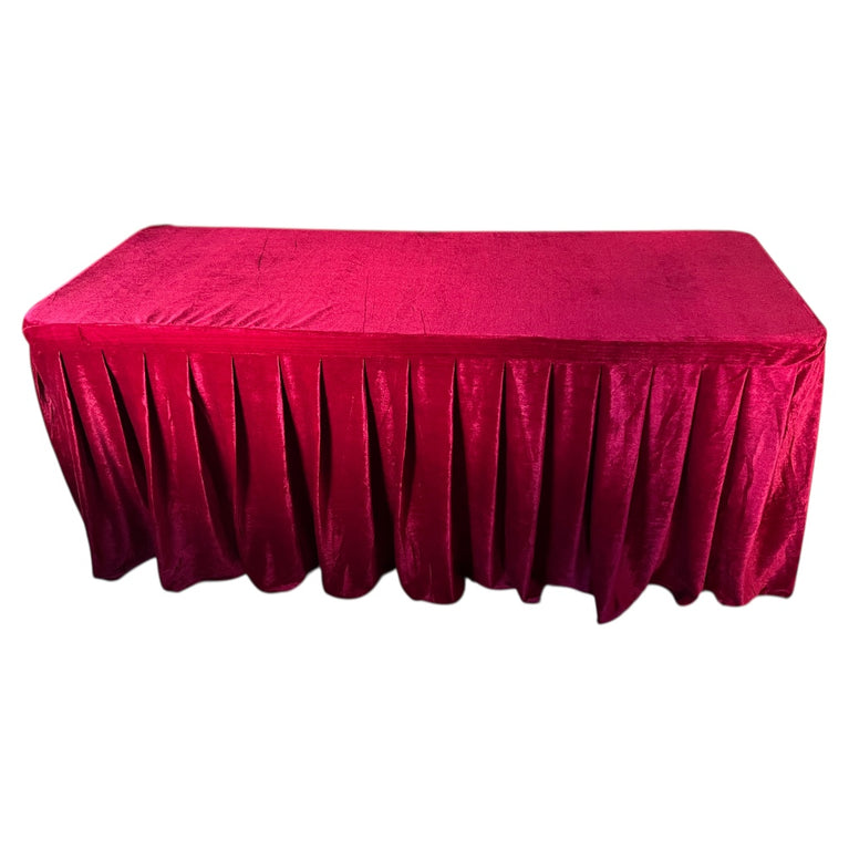 Burgundy Velvet Tablecloth for Rent | 6 Ft Table Linen in MA