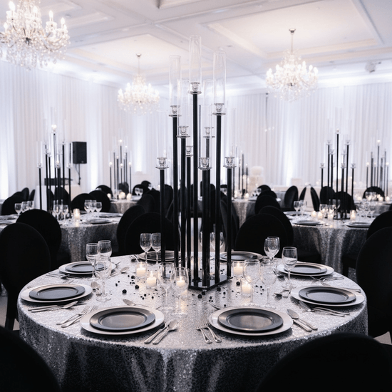 9-Arm Black Candle Holder for Rent