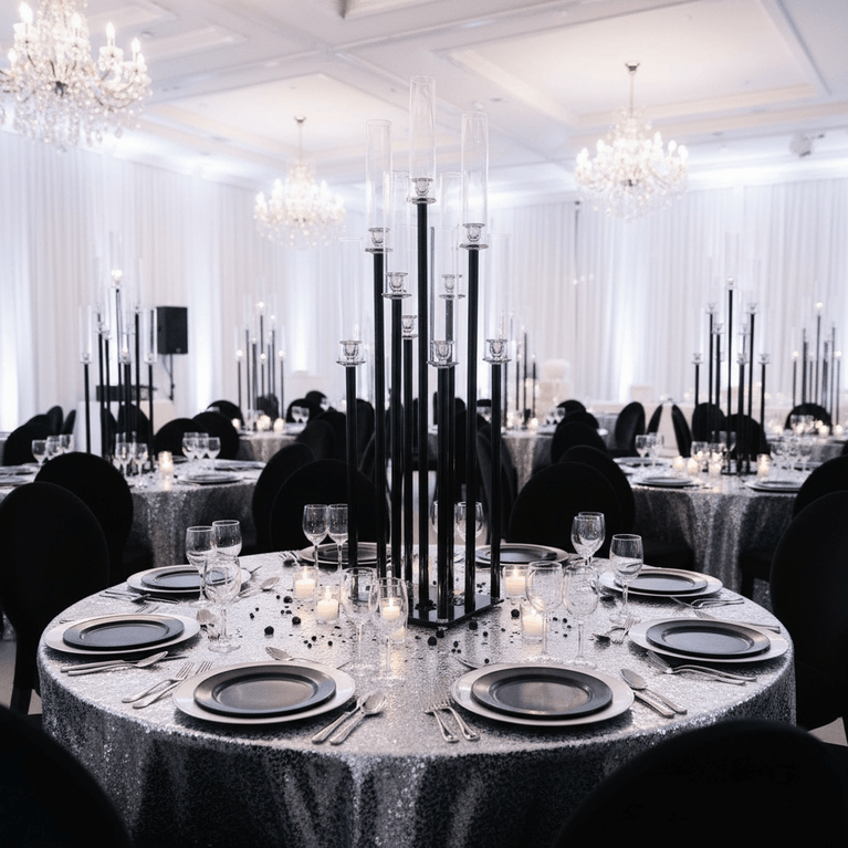 9-Arm Black Candle Holder for Rent