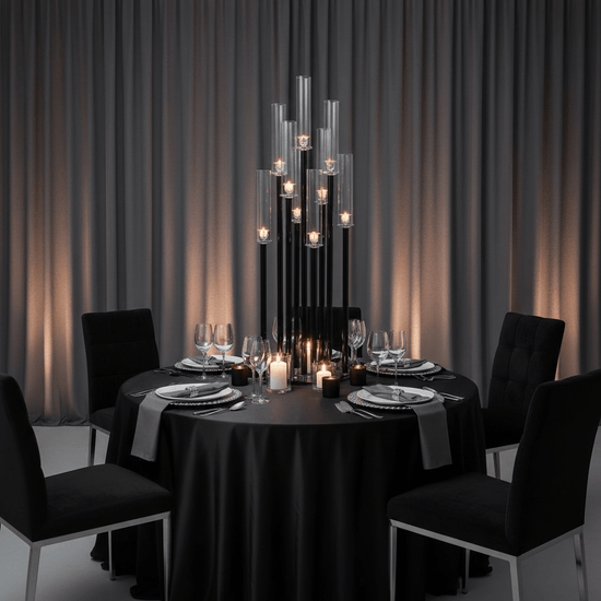 9-Arm Black Candle Holder for Rent
