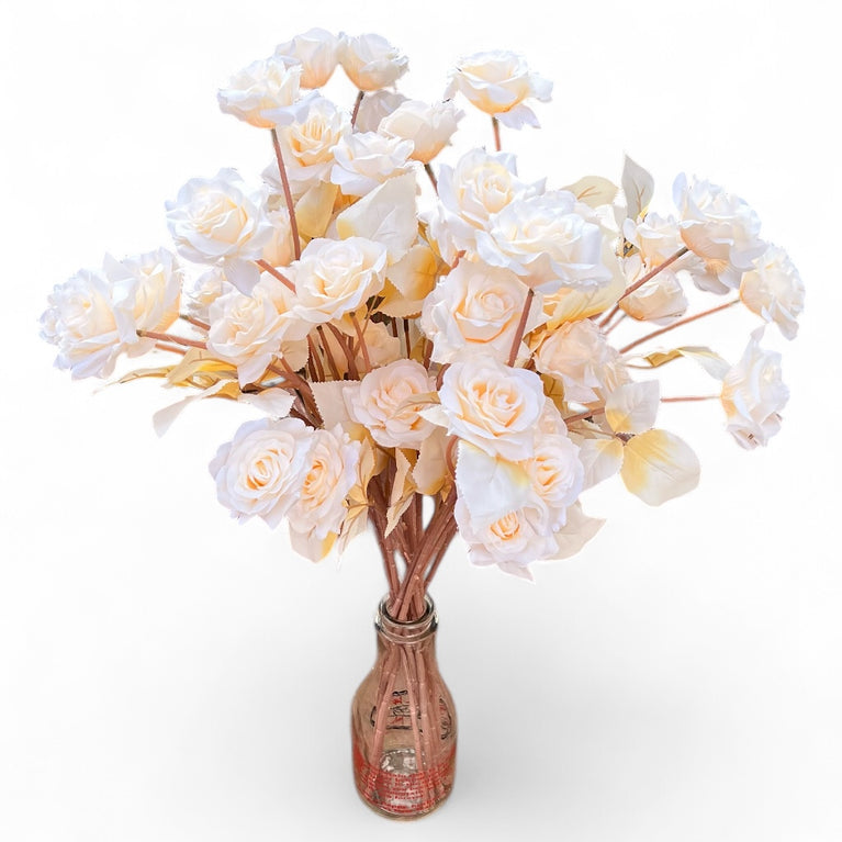 Artificial Rose Flower Bouquet Stem with 5 Heads for Decor