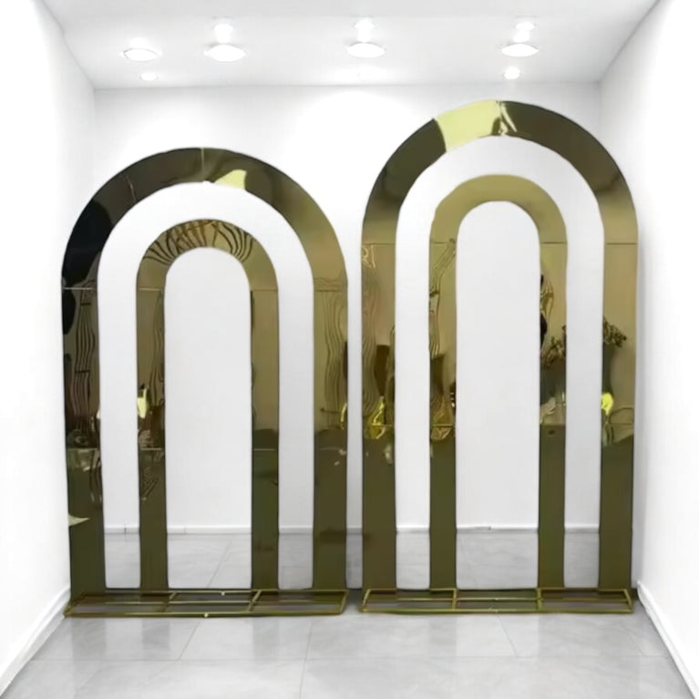 Mirror Arch Backdrop - Shiny Gold Wedding Background Frame