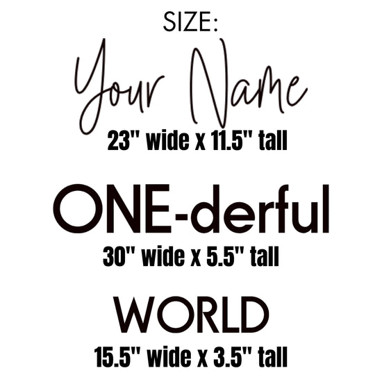 Custom Name "One-derful" First Birthday Vinyl Decal Sticker