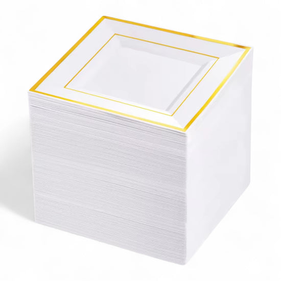 Bliq Square Disposable Dessert Plastic 6 Inch Plates 100-Pack