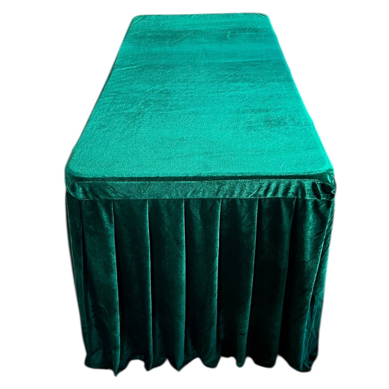 Green Velvet Tablecloth for Rent – 6 Ft Table Linen Rental
