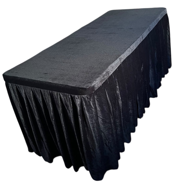 Black Velvet Tablecloth Rental – Premium Fitted 6 Ft Linen