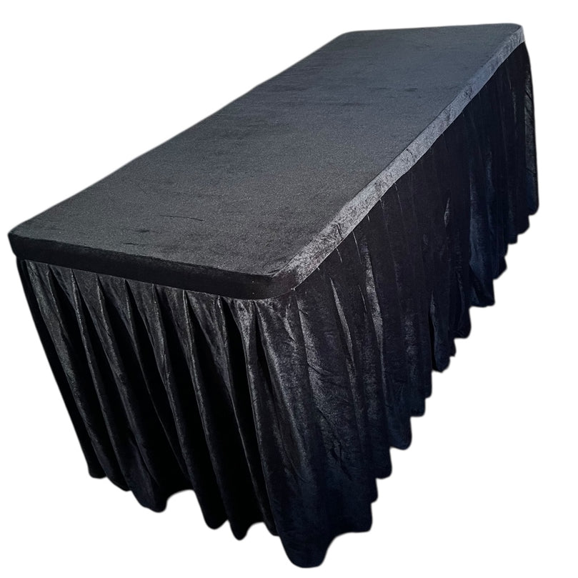 Black Velvet Tablecloth Rental – Premium Fitted 6 Ft Linen