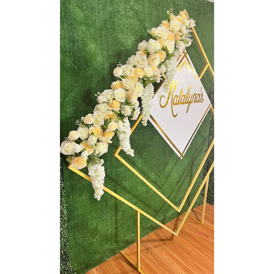 Diamond Gold Wedding Arch Backdrop Stand