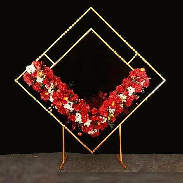 Diamond Gold Wedding Arch Backdrop Stand