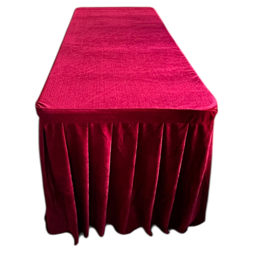 Burgundy Velvet Tablecloth for Rent | 6 Ft Table Linen in MA