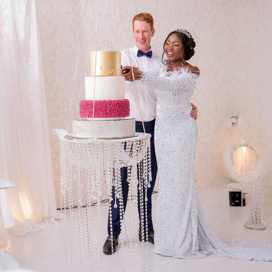 Suspended Crystal Hanging Wedding Cake Stand - Décor Maniacs