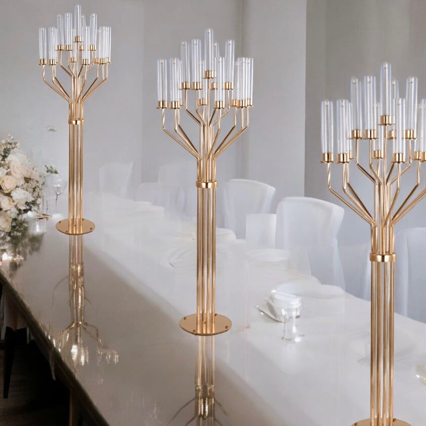 Centros de mesa para bodas con candelabros de 13 brazos, paquete de 2