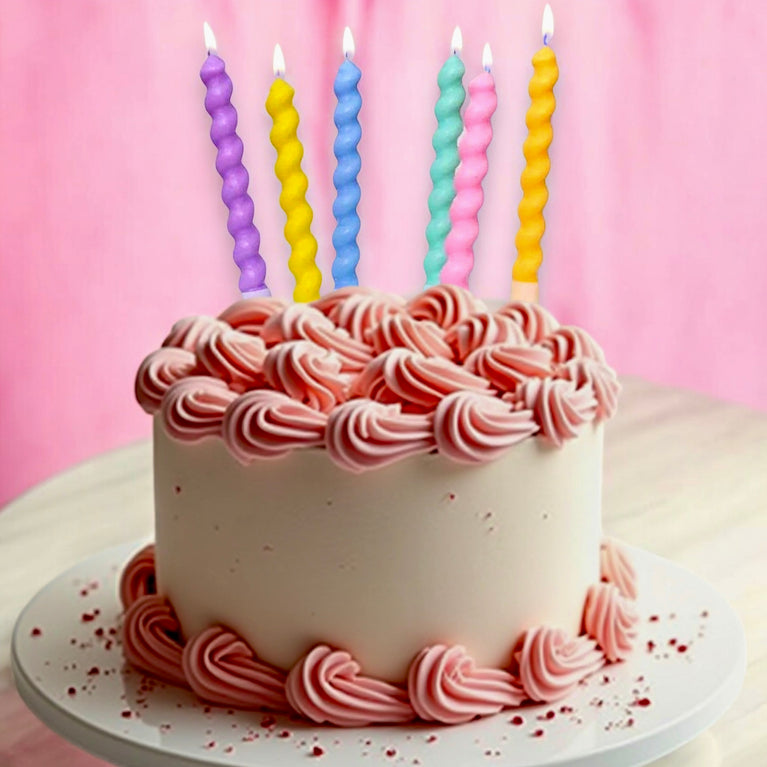 Paquete de 6 velas en espiral coloridas para tarta de cumpleaños