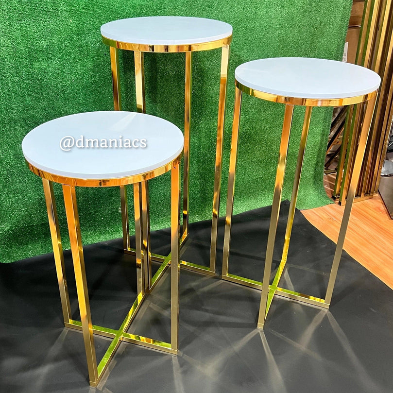 Gold Cross Wedding Cake Pedestals 3-Piece