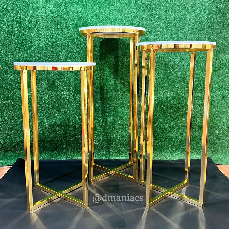 Gold Cross Wedding Cake Pedestals 3-Piece