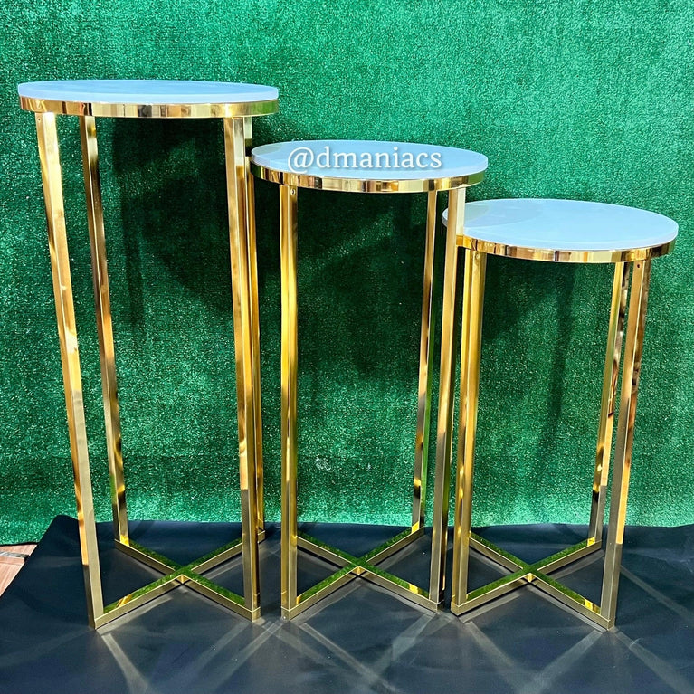 Gold Cross Wedding Cake Pedestals 3-Piece