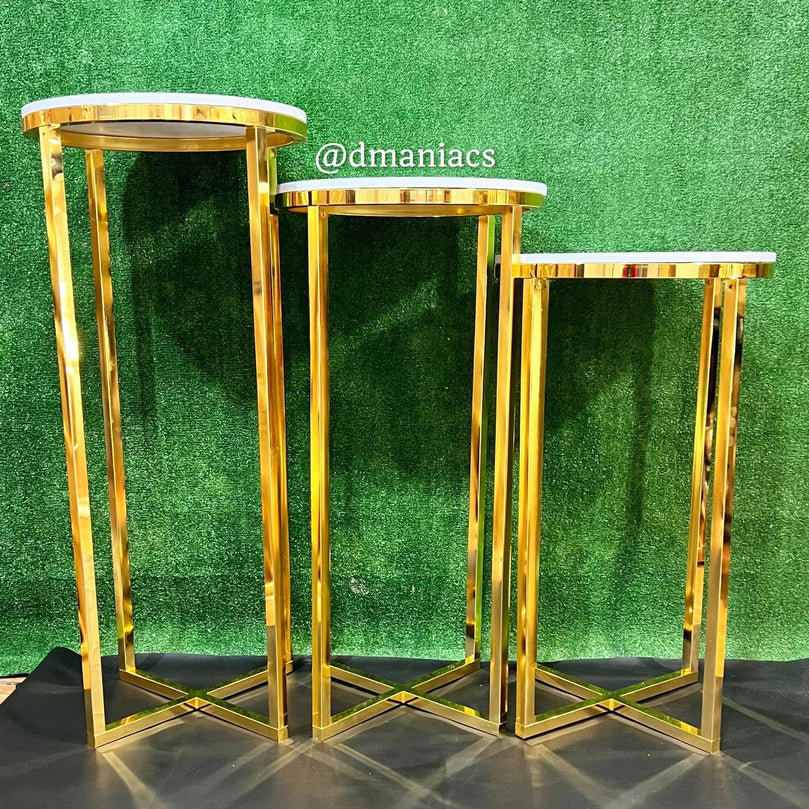 Gold Cross Wedding Cake Pedestals 3-Piece