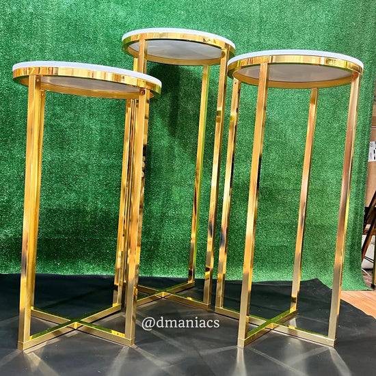 Gold Cross Wedding Cake Pedestals 3-Piece