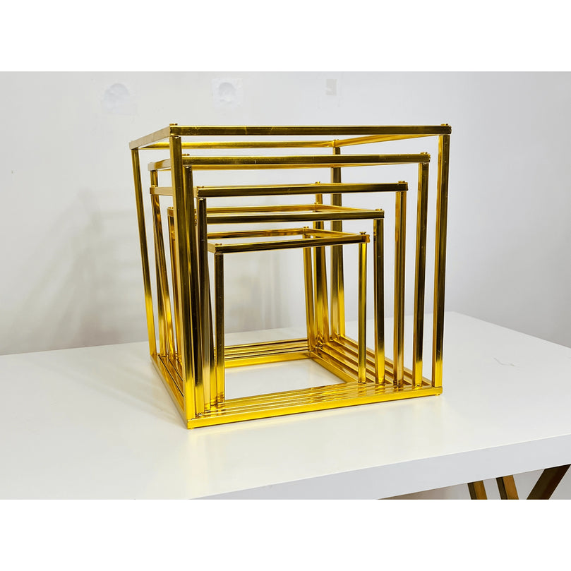 Gold Cube Dessert Table Stands | 5-Piece Cake Display Risers