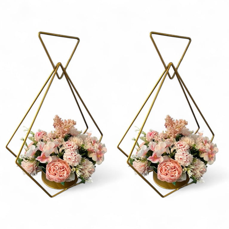 Gold Diamond Flower Rack Dining Table Centerpieces 2-Pack