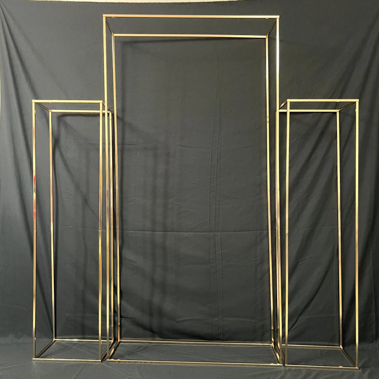 Gold Square Wedding Backdrop Stands 3-Piece