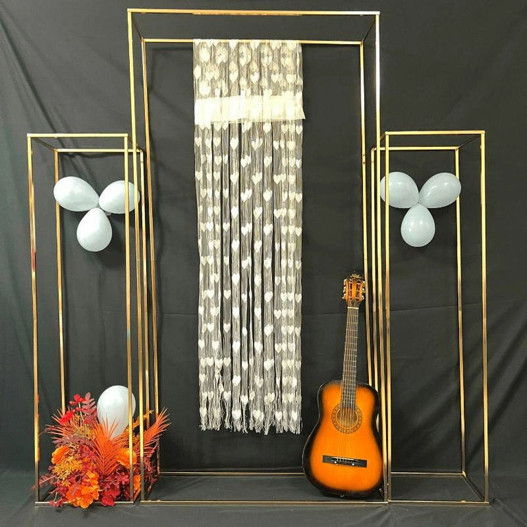 Gold Square Wedding Backdrop Stands 3-Piece - Décor Maniacs