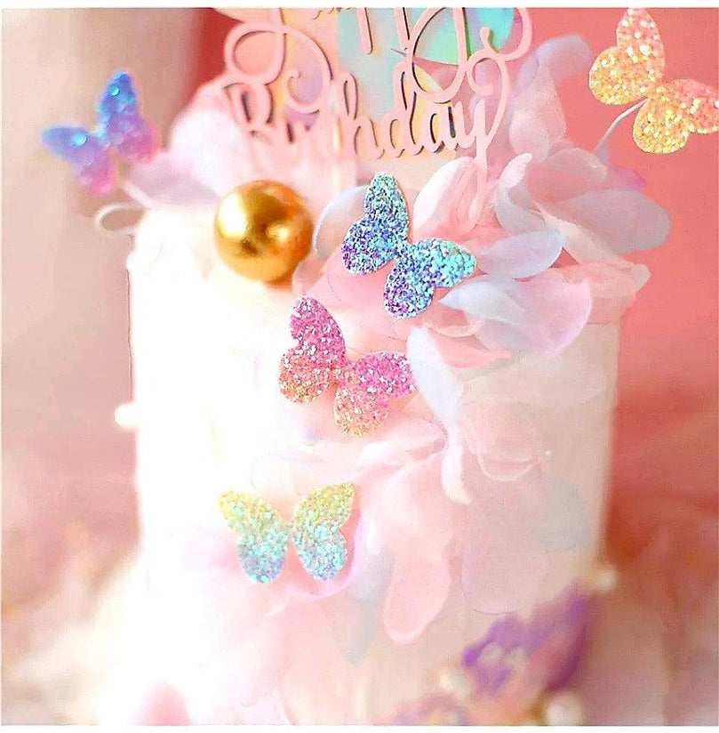 Happy Birthday Sign 3D Butterfly Cake Toppers