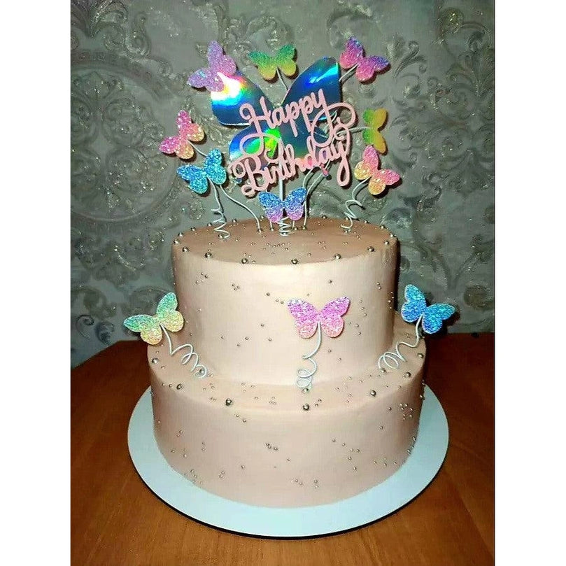 Happy Birthday Sign 3D Butterfly Cake Toppers