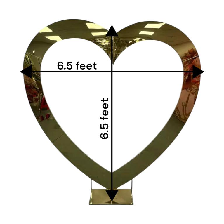 Heart Mirror Gold Wedding Backdrop - Cupid Arch Metal Stand