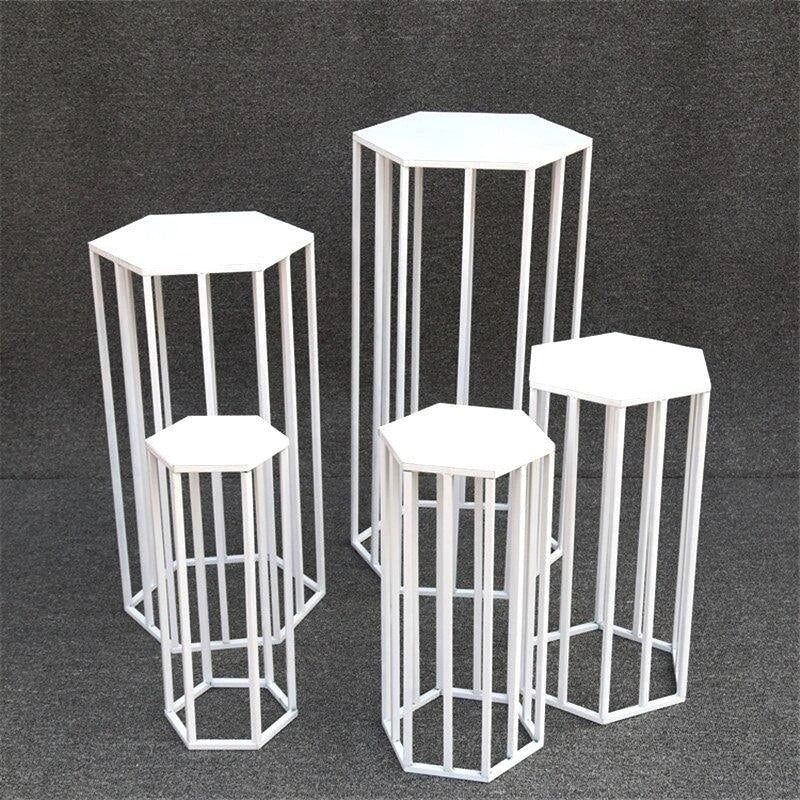 Hexagon 3-Piece Wedding Cake Pedestal Stands