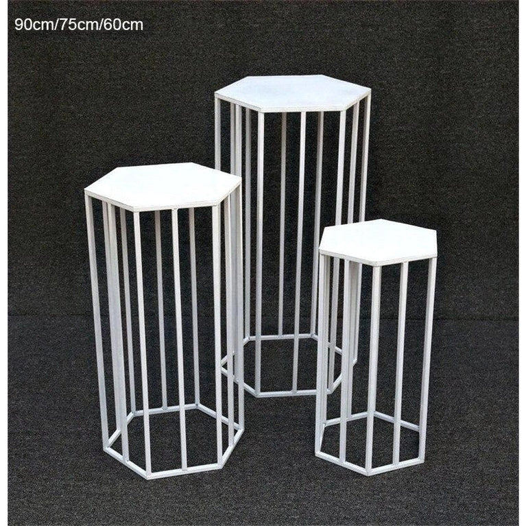 Hexagon 3-Piece Wedding Cake Pedestal Stands