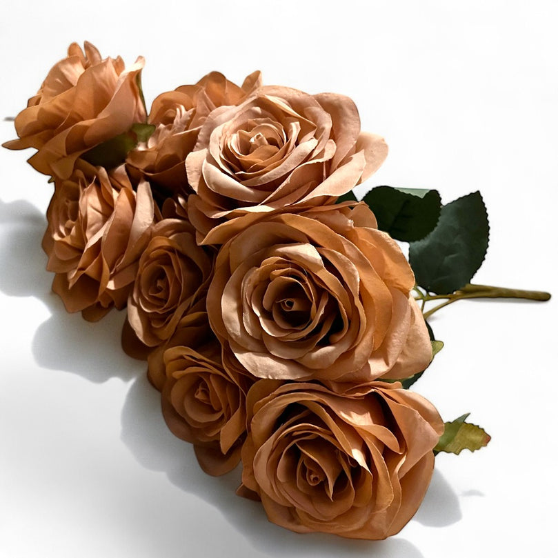 9-Head Artificial Rose Flower Bouquet for DIY Arrangements