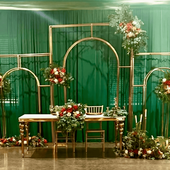 Lumis Wedding Backdrop Stand - Shiny Gold 3D Venue Arches