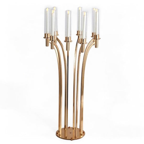 Petal Wedding Centerpiece Decor | 8-Arm Gold Candle Holder