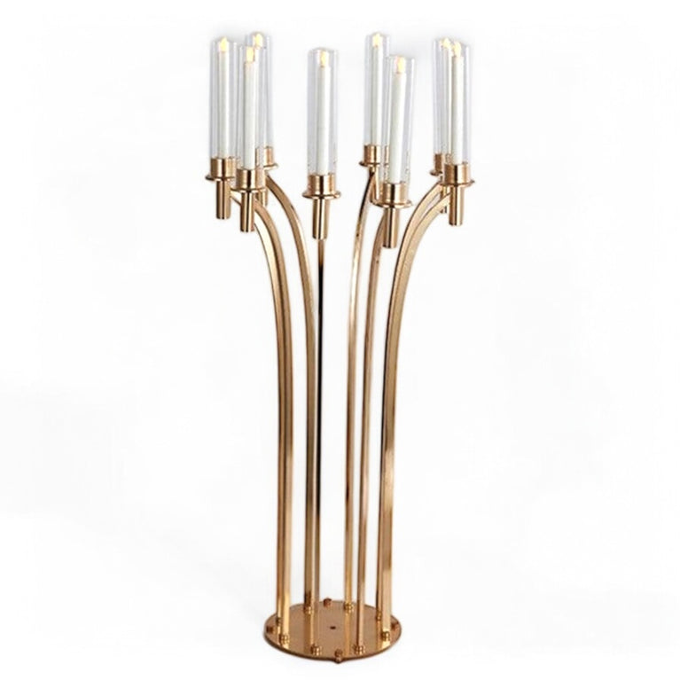 Petal Wedding Centerpiece Decor | 8-Arm Gold Candle Holder