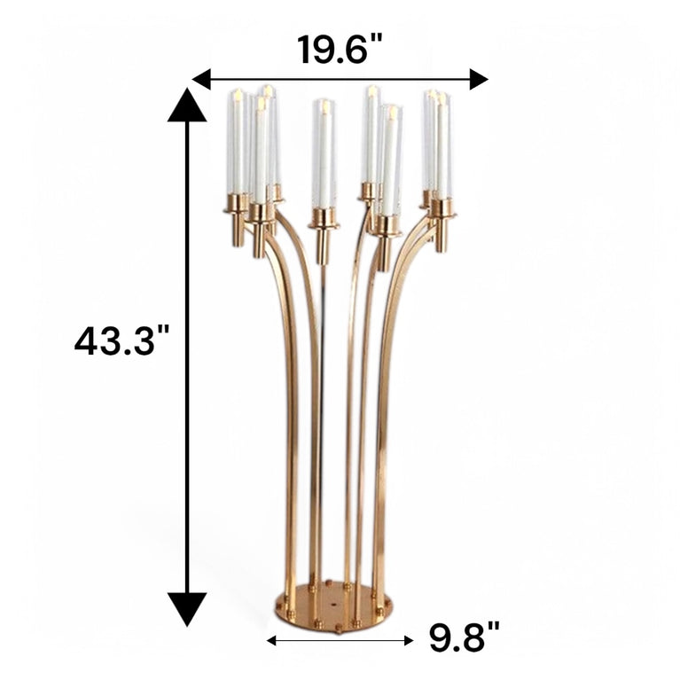 Petal Wedding Centerpiece Decor | 8-Arm Gold Candle Holder