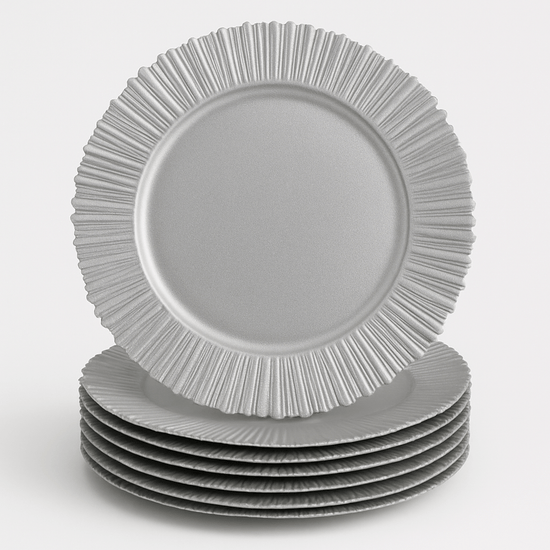 FLARE Silver Charger Plates 6-Pack