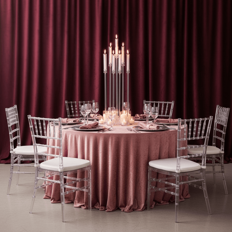 9-Arm Clear Wedding Candle Holder For Rent - Party Rental MA