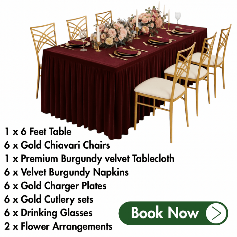 Signature Dining Package – Burgundy Edition | MA Party Rental