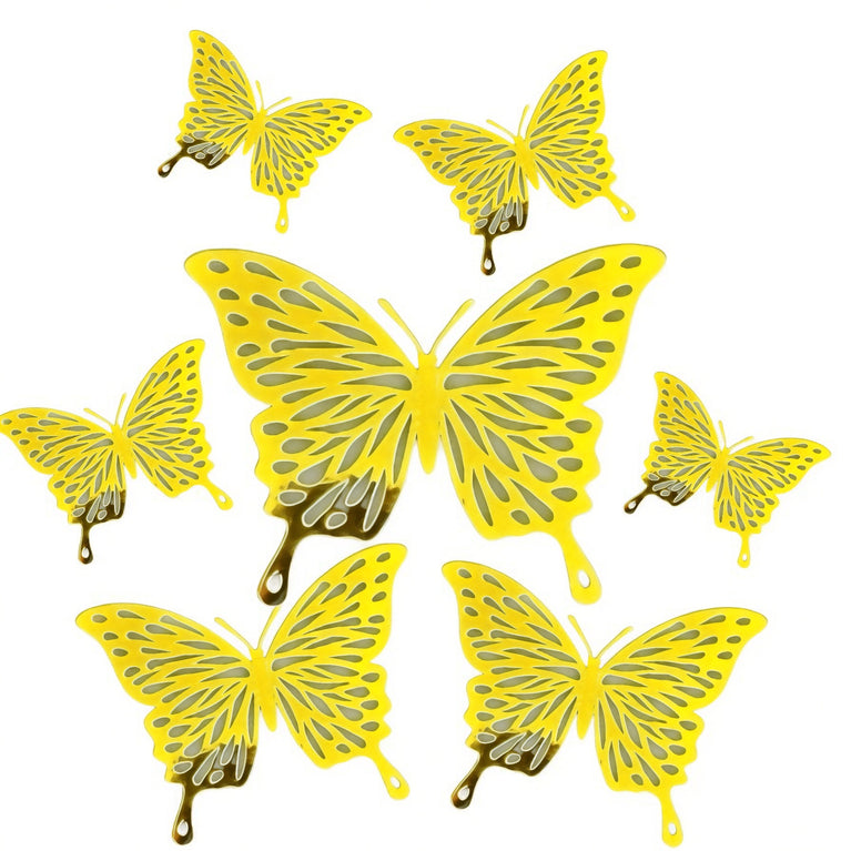 3D Gold Craft Butterflies Kids Room Wall Decor 12-Set - Décor Maniacs