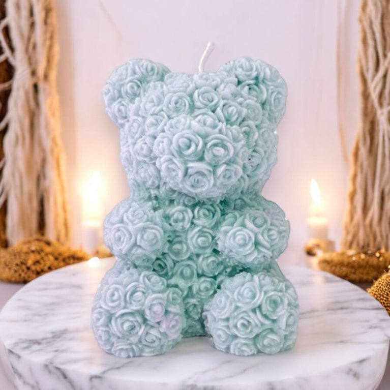 Rose Teddy Bear Soy Scented Pillar Glim Candle